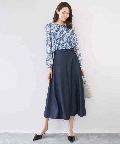 MK MICHEL KLEIN（エムケーミッシェルクラン）の「[洗える]花柄シフォンブラウス（シャツ/ブラウス・レディース・ブルー/ネイビー・38）」の6枚目の写真