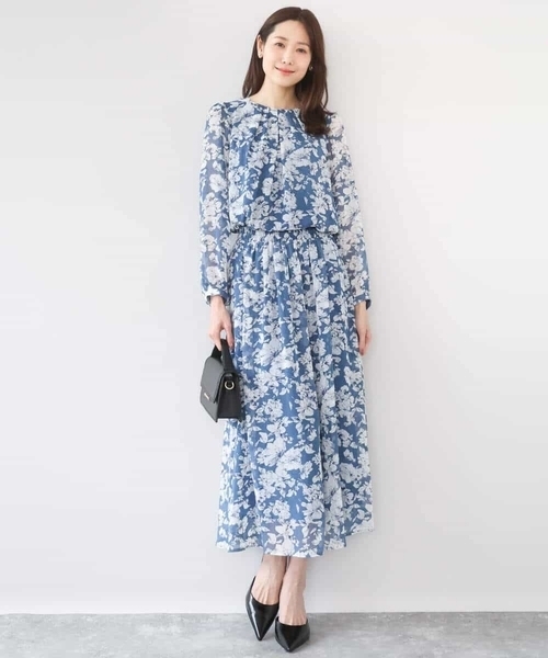 MK MICHEL KLEIN（エムケーミッシェルクラン）の「[洗える]花柄シフォンブラウス（シャツ/ブラウス・レディース・ブルー/ネイビー・38）」の7枚目の写真