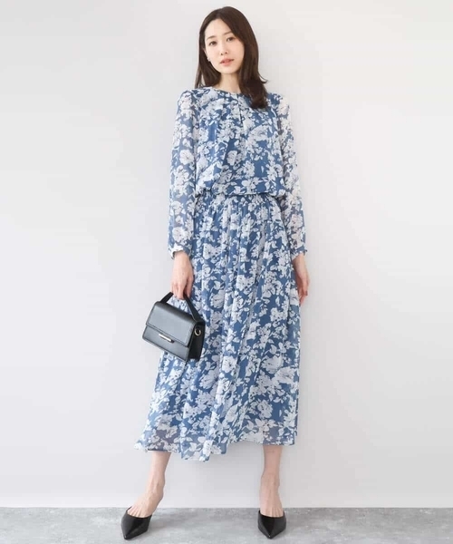 MK MICHEL KLEIN（エムケーミッシェルクラン）の「[洗える]花柄シフォンブラウス（シャツ/ブラウス・レディース・ブルー/ネイビー・38）」の8枚目の写真