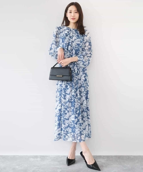 MK MICHEL KLEIN（エムケーミッシェルクラン）の「[洗える]花柄シフォンブラウス（シャツ/ブラウス・レディース・ブルー/ネイビー・38）」の9枚目の写真