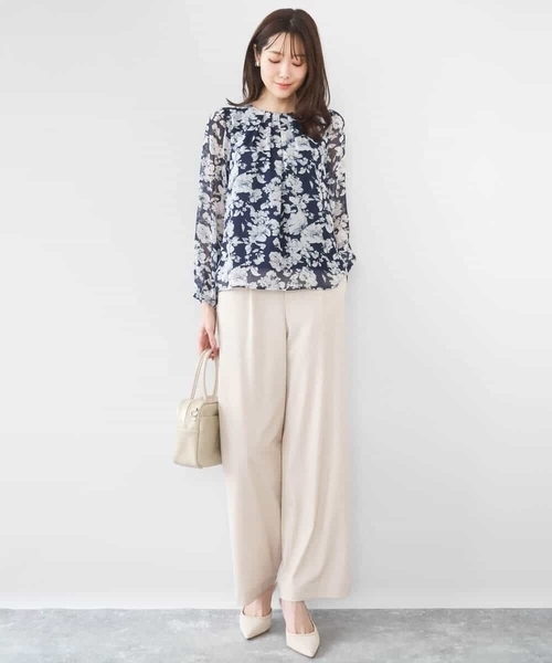 MK MICHEL KLEIN（エムケーミッシェルクラン）の「[洗える]花柄シフォンブラウス（シャツ/ブラウス・レディース・ブルー/ネイビー・38）」の13枚目の写真