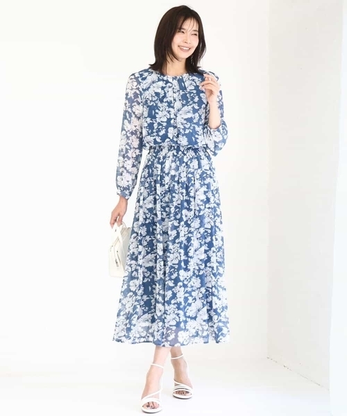 MK MICHEL KLEIN（エムケーミッシェルクラン）の「花柄シフォンブラウス/洗える（シャツ/ブラウス・レディース・ブルー/ネイビー・38）」の7枚目の写真