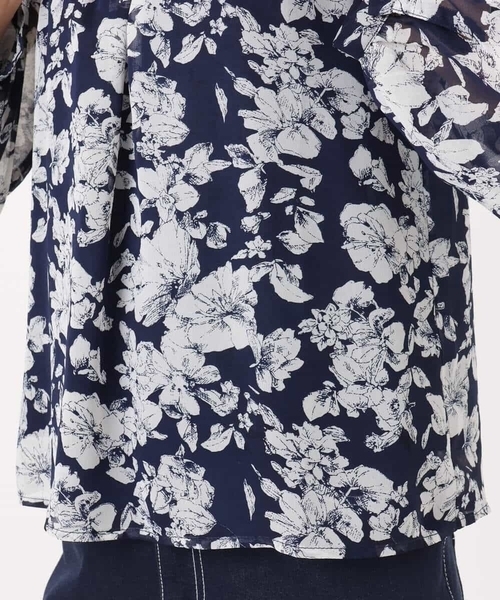 MK MICHEL KLEIN（エムケーミッシェルクラン）の「花柄シフォンブラウス/洗える（シャツ/ブラウス・レディース・ブルー/ネイビー・38）」の16枚目の写真