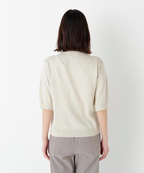 human woman（ヒューマンウーマン）の「◆【ウォッシャブル】アーガイル柄ポロニット（ニット/セーター・レディース・ホワイト系その他/ネイビー・MEDIUM）」の8枚目の写真