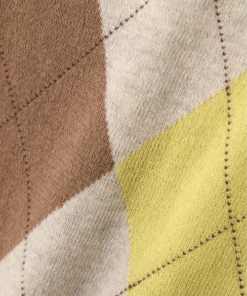 human woman（ヒューマンウーマン）の「◆【ウォッシャブル】アーガイル柄ポロニット（ニット/セーター・レディース・ホワイト系その他/ネイビー・MEDIUM）」の9枚目の写真