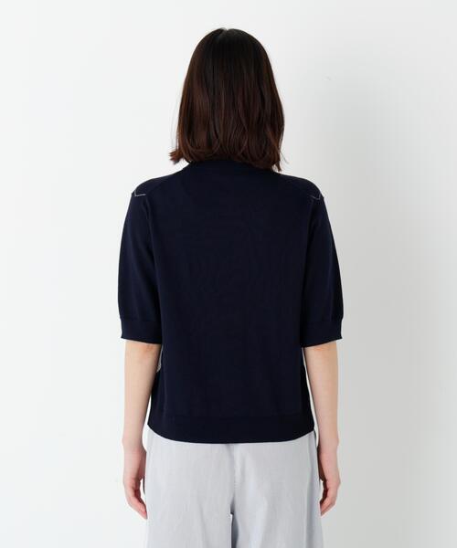 human woman（ヒューマンウーマン）の「◆【ウォッシャブル】アーガイル柄ポロニット（ニット/セーター・レディース・ホワイト系その他/ネイビー・MEDIUM）」の17枚目の写真