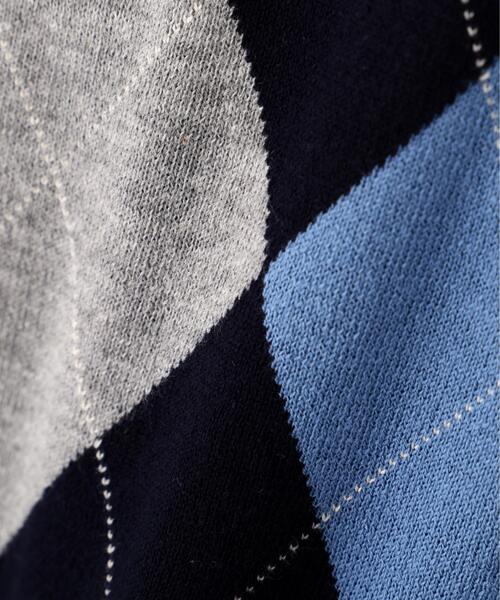 human woman（ヒューマンウーマン）の「◆【ウォッシャブル】アーガイル柄ポロニット（ニット/セーター・レディース・ホワイト系その他/ネイビー・MEDIUM）」の21枚目の写真