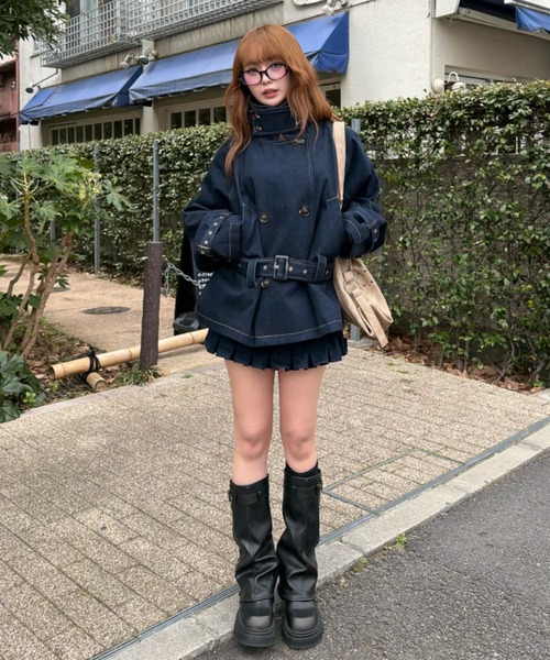 RAY CASSIN(レイカズン)の「ショート丈ルーズトレンチコート(トレンチコート・レディース・ネイビー・FREE)」の13枚目の写真