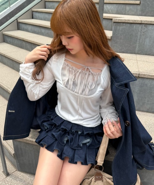 RAY CASSIN(レイカズン)の「ショート丈ルーズトレンチコート(トレンチコート・レディース・ネイビー・FREE)」の5枚目の写真