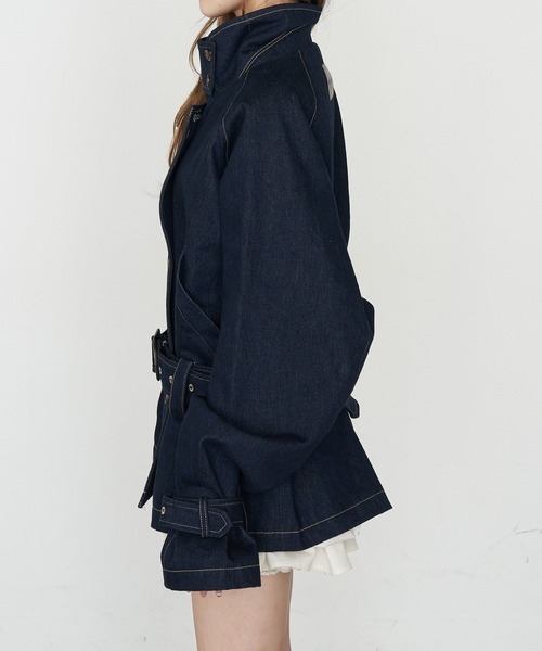 RAY CASSIN(レイカズン)の「ショート丈ルーズトレンチコート(トレンチコート・レディース・ネイビー・FREE)」の15枚目の写真