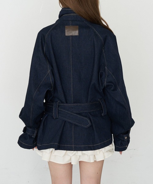 RAY CASSIN(レイカズン)の「ショート丈ルーズトレンチコート(トレンチコート・レディース・ネイビー・FREE)」の16枚目の写真