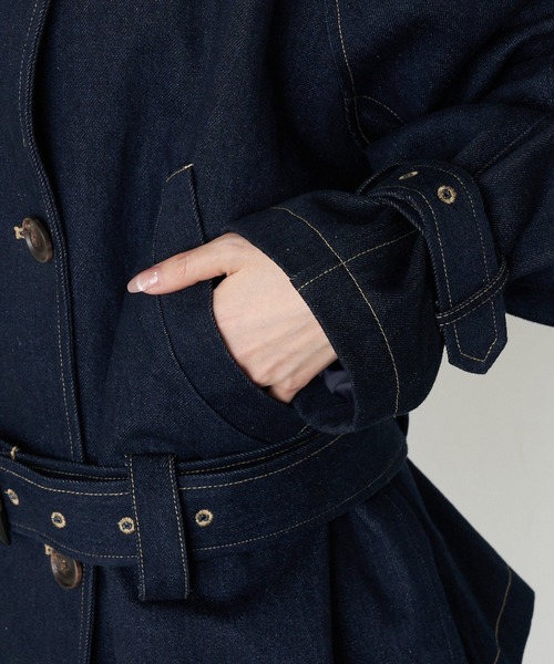 RAY CASSIN(レイカズン)の「ショート丈ルーズトレンチコート(トレンチコート・レディース・ネイビー・FREE)」の19枚目の写真