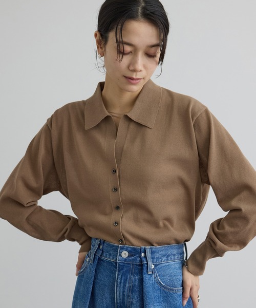 SALON adam et rope'（サロン アダム エ ロペ）の「【WEB限定】ドライタッチスキッパーカーディガン（カーディガン/ボレロ・レディース・ネイビー/ブラウン/グレー系その他・FREE）」の3枚目の写真