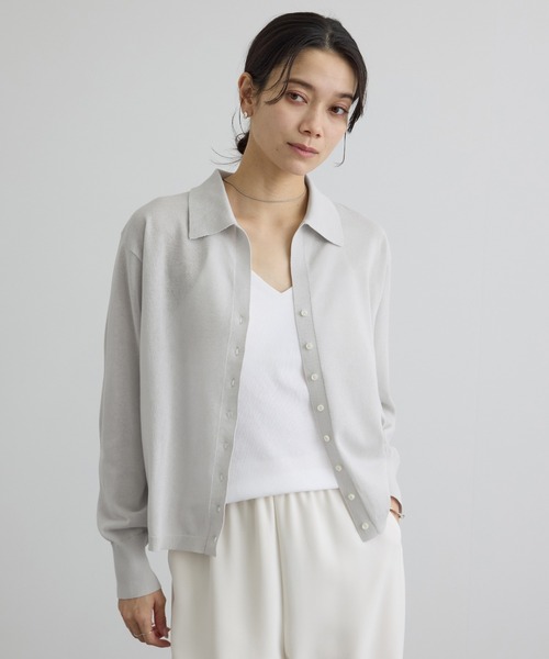 SALON adam et rope'（サロン アダム エ ロペ）の「【WEB限定】ドライタッチスキッパーカーディガン（カーディガン/ボレロ・レディース・ネイビー/ブラウン/グレー系その他・FREE）」の4枚目の写真