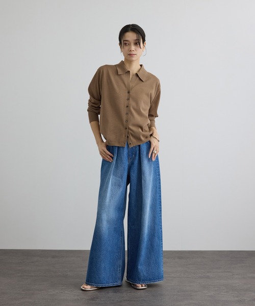 SALON adam et rope'（サロン アダム エ ロペ）の「【WEB限定】ドライタッチスキッパーカーディガン（カーディガン/ボレロ・レディース・ネイビー/ブラウン/グレー系その他・FREE）」の6枚目の写真