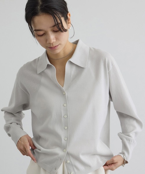 SALON adam et rope'（サロン アダム エ ロペ）の「【WEB限定】ドライタッチスキッパーカーディガン（カーディガン/ボレロ・レディース・ネイビー/ブラウン/グレー系その他・FREE）」の9枚目の写真