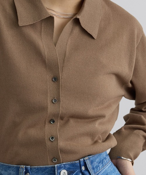 SALON adam et rope'（サロン アダム エ ロペ）の「【WEB限定】ドライタッチスキッパーカーディガン（カーディガン/ボレロ・レディース・ネイビー/ブラウン/グレー系その他・FREE）」の13枚目の写真