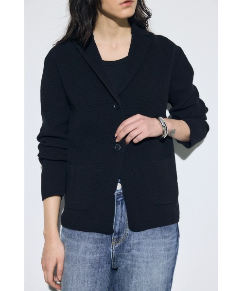 AZUL by moussy（アズールバイマウジー）の「ニットテーラードジャケット（テーラードジャケット・レディース・オフホワイト/ブラック・SMALL/MEDIUM）」の8枚目の写真