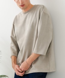 【BLUE STANDARD/ブルースタンダード】【極上の滑らかスエード風】高見え7分袖Tシャツ 上品な光沢 オーバーサイズ