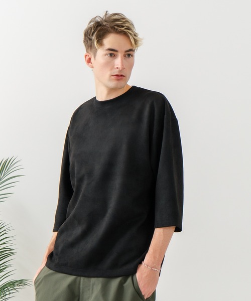 Blue Standard （ブルースタンダード）の「【BLUE STANDARD/ブルースタンダード】【極上の滑らかスエード風】高見え7分袖Tシャツ 上品な光沢 オーバーサイズ（Tシャツ/カットソー・メンズ・ブラウン/ブラック/グレー・X-LARGE/LARGE/MEDIUM）」の5枚目の写真