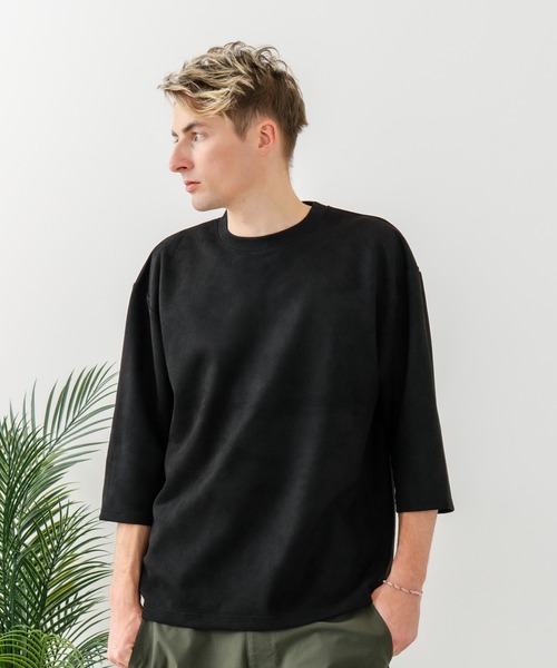 Blue Standard （ブルースタンダード）の「【BLUE STANDARD/ブルースタンダード】【極上の滑らかスエード風】高見え7分袖Tシャツ 上品な光沢 オーバーサイズ（Tシャツ/カットソー・メンズ・ブラウン/ブラック/グレー・X-LARGE/LARGE/MEDIUM）」の6枚目の写真