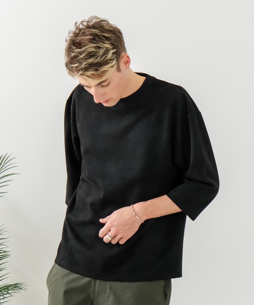 Blue Standard （ブルースタンダード）の「【BLUE STANDARD/ブルースタンダード】【極上の滑らかスエード風】高見え7分袖Tシャツ 上品な光沢 オーバーサイズ（Tシャツ/カットソー・メンズ・ブラウン/ブラック/グレー・X-LARGE/LARGE/MEDIUM）」の7枚目の写真