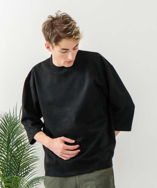 Blue Standard （ブルースタンダード）の「【BLUE STANDARD/ブルースタンダード】【極上の滑らかスエード風】高見え7分袖Tシャツ 上品な光沢 オーバーサイズ（Tシャツ/カットソー・メンズ・ブラウン/ブラック/グレー・X-LARGE/LARGE/MEDIUM）」の8枚目の写真