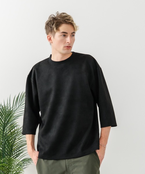 Blue Standard （ブルースタンダード）の「【BLUE STANDARD/ブルースタンダード】【極上の滑らかスエード風】高見え7分袖Tシャツ 上品な光沢 オーバーサイズ（Tシャツ/カットソー・メンズ・ブラウン/ブラック/グレー・X-LARGE/LARGE/MEDIUM）」の9枚目の写真