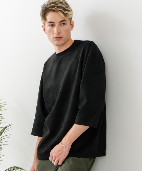 Blue Standard （ブルースタンダード）の「【BLUE STANDARD/ブルースタンダード】【極上の滑らかスエード風】高見え7分袖Tシャツ 上品な光沢 オーバーサイズ（Tシャツ/カットソー・メンズ・ブラウン/ブラック/グレー・X-LARGE/LARGE/MEDIUM）」の13枚目の写真