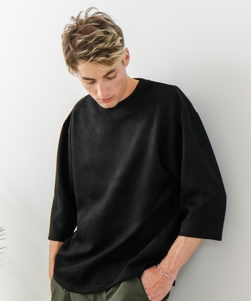 Blue Standard （ブルースタンダード）の「【BLUE STANDARD/ブルースタンダード】【極上の滑らかスエード風】高見え7分袖Tシャツ 上品な光沢 オーバーサイズ（Tシャツ/カットソー・メンズ・ブラウン/ブラック/グレー・X-LARGE/LARGE/MEDIUM）」の14枚目の写真