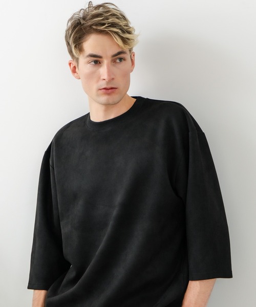 Blue Standard （ブルースタンダード）の「【BLUE STANDARD/ブルースタンダード】【極上の滑らかスエード風】高見え7分袖Tシャツ 上品な光沢 オーバーサイズ（Tシャツ/カットソー・メンズ・ブラウン/ブラック/グレー・X-LARGE/LARGE/MEDIUM）」の15枚目の写真