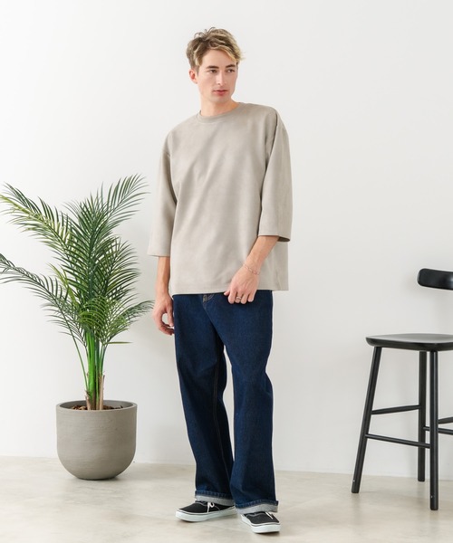 Blue Standard （ブルースタンダード）の「【BLUE STANDARD/ブルースタンダード】【極上の滑らかスエード風】高見え7分袖Tシャツ 上品な光沢 オーバーサイズ（Tシャツ/カットソー・メンズ・ブラウン/ブラック/グレー・X-LARGE/LARGE/MEDIUM）」の16枚目の写真
