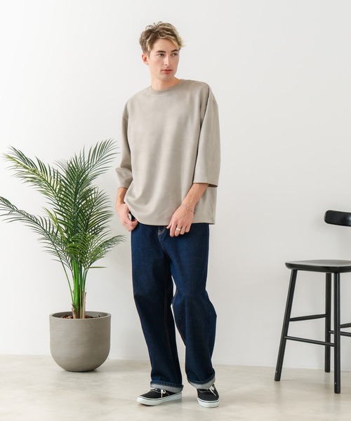 Blue Standard （ブルースタンダード）の「【BLUE STANDARD/ブルースタンダード】【極上の滑らかスエード風】高見え7分袖Tシャツ 上品な光沢 オーバーサイズ（Tシャツ/カットソー・メンズ・ブラウン/ブラック/グレー・X-LARGE/LARGE/MEDIUM）」の18枚目の写真