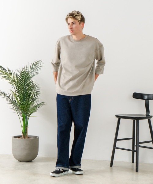Blue Standard （ブルースタンダード）の「【BLUE STANDARD/ブルースタンダード】【極上の滑らかスエード風】高見え7分袖Tシャツ 上品な光沢 オーバーサイズ（Tシャツ/カットソー・メンズ・ブラウン/ブラック/グレー・X-LARGE/LARGE/MEDIUM）」の19枚目の写真