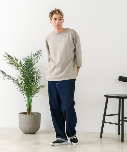 Blue Standard （ブルースタンダード）の「【BLUE STANDARD/ブルースタンダード】【極上の滑らかスエード風】高見え7分袖Tシャツ 上品な光沢 オーバーサイズ（Tシャツ/カットソー・メンズ・ブラウン/ブラック/グレー・X-LARGE/LARGE/MEDIUM）」の20枚目の写真