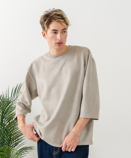 Blue Standard （ブルースタンダード）の「【BLUE STANDARD/ブルースタンダード】【極上の滑らかスエード風】高見え7分袖Tシャツ 上品な光沢 オーバーサイズ（Tシャツ/カットソー・メンズ・ブラウン/ブラック/グレー・X-LARGE/LARGE/MEDIUM）」の21枚目の写真
