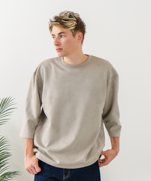 Blue Standard （ブルースタンダード）の「【BLUE STANDARD/ブルースタンダード】【極上の滑らかスエード風】高見え7分袖Tシャツ 上品な光沢 オーバーサイズ（Tシャツ/カットソー・メンズ・ブラウン/ブラック/グレー・X-LARGE/LARGE/MEDIUM）」の22枚目の写真