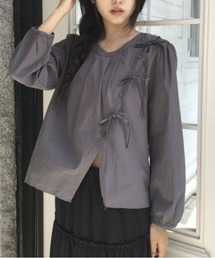 Lace up ribbon shirt
