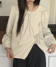Lace up ribbon shirt
