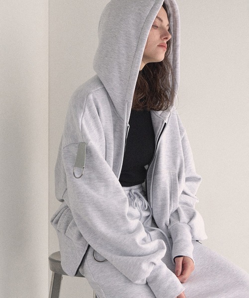 MIELI INVARIANT(ミエリインヴァリアント)の「Brush Sweat Zip Hoodie(パーカー・レディース・ブラック/ライトグレー・FREE)」の1枚目の写真