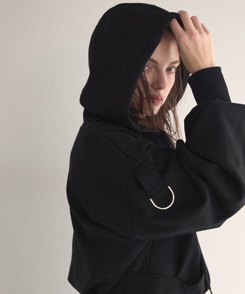 MIELI INVARIANT(ミエリインヴァリアント)の「Brush Sweat Zip Hoodie(パーカー・レディース・ブラック/ライトグレー・FREE)」の2枚目の写真