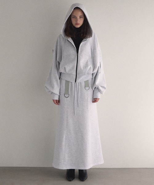 MIELI INVARIANT(ミエリインヴァリアント)の「Brush Sweat Zip Hoodie(パーカー・レディース・ブラック/ライトグレー・FREE)」の7枚目の写真