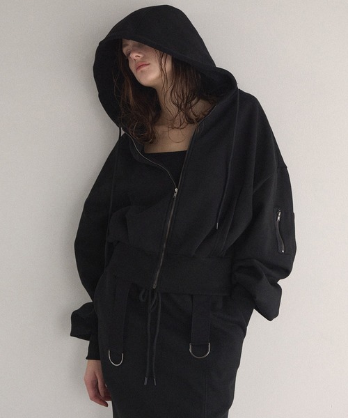 MIELI INVARIANT(ミエリインヴァリアント)の「Brush Sweat Zip Hoodie(パーカー・レディース・ブラック/ライトグレー・FREE)」の9枚目の写真