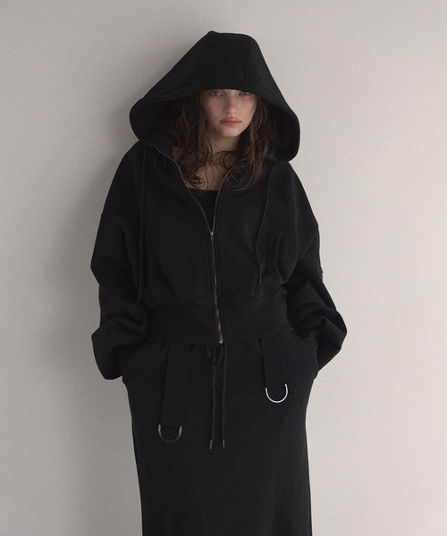 MIELI INVARIANT(ミエリインヴァリアント)の「Brush Sweat Zip Hoodie(パーカー・レディース・ブラック/ライトグレー・FREE)」の10枚目の写真