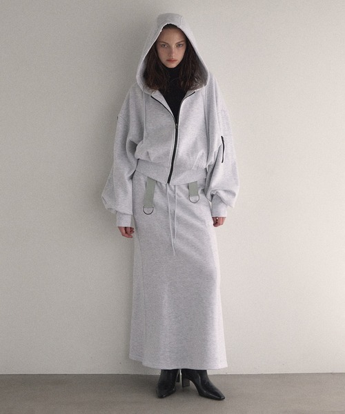 MIELI INVARIANT(ミエリインヴァリアント)の「Brush Sweat Zip Hoodie(パーカー・レディース・ブラック/ライトグレー・FREE)」の6枚目の写真