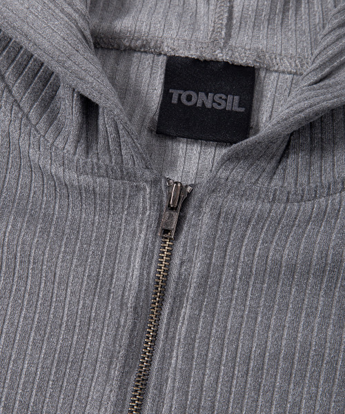 TONSIL（トンスル）の「ダーティウォッシングゴルジジップアップフードチャコール（パーカー・レディース・チャコール・FREE）」の5枚目の写真