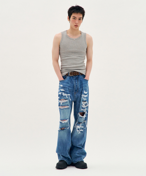 PROCESS(プロセス)の「Eyelet Neck Sleeveless - Grey(Tシャツ/カットソー・メンズ・グレー系・FREE)」の1枚目の写真