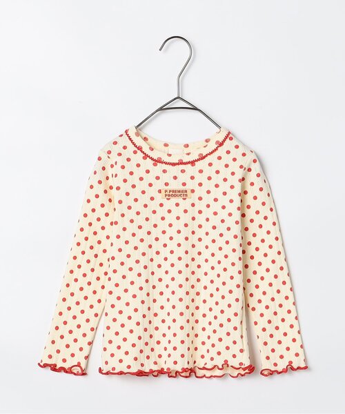 p.premier（ピードットプルミエ）の「針抜きカットソープルオーバー（Tシャツ/カットソー・キッズ・ピンク/レッド/アイボリー・80/90/100/110/120/130/140）」の3枚目の写真