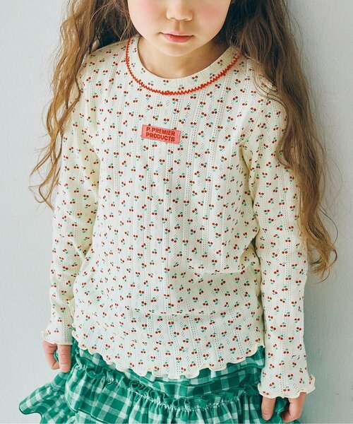 p.premier（ピードットプルミエ）の「針抜きカットソープルオーバー（Tシャツ/カットソー・キッズ・ピンク/レッド/アイボリー・80/90/100/110/120/130/140）」の4枚目の写真