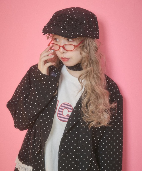 WC（ダブル シー）の「アソートパターンフリルハンチング（ハンチング/ベレー帽・レディース・ブラック系その他/ドット・FREE）」の2枚目の写真